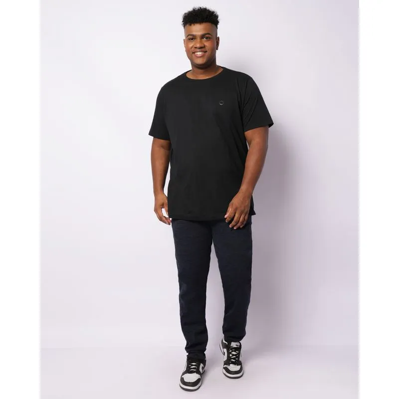 Calça Moletom Plus Size Masculina Peluciada Jogger Azul G1