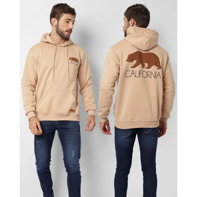 Blusão Moletom Masculino Peluciado Estampa Califórnia Marrom G