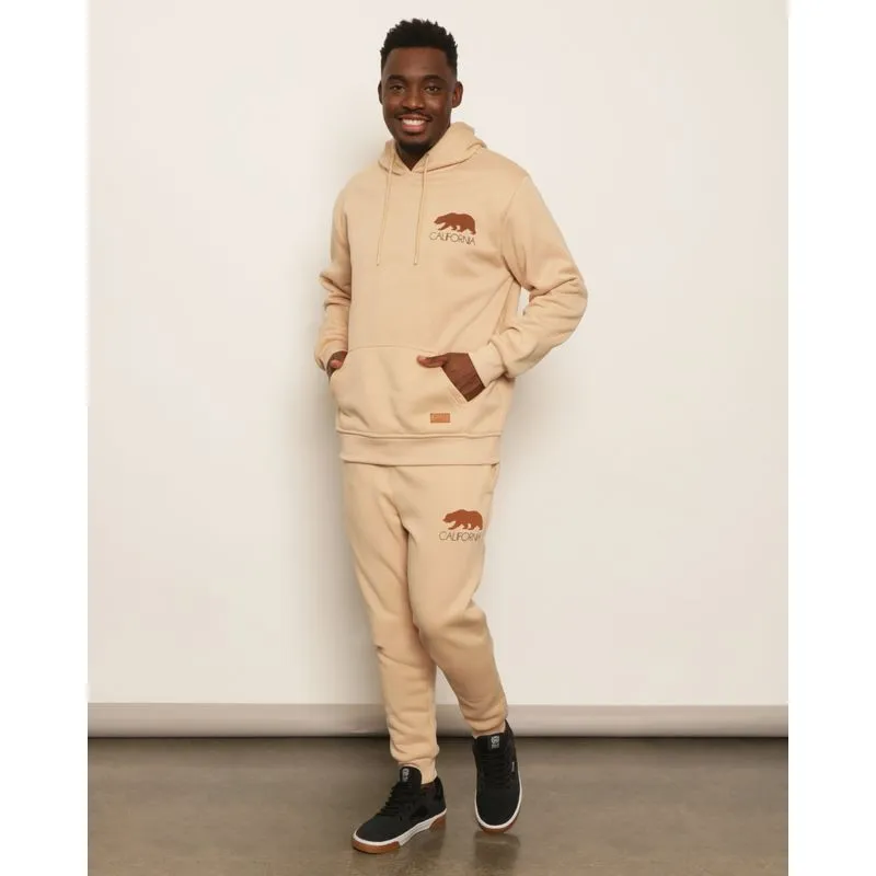 Calça Moletom Masculina Peluciada Jogger Bege P