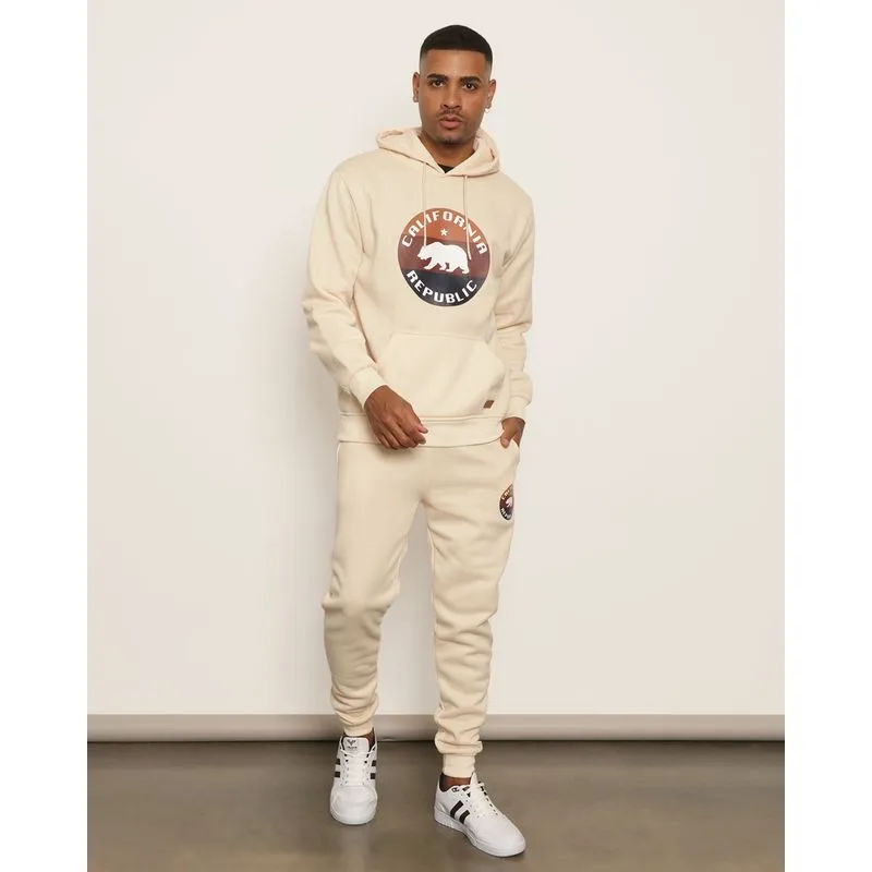 Calça Moletom Masculina Peluciada Jogger Estampa Frontal Bege P