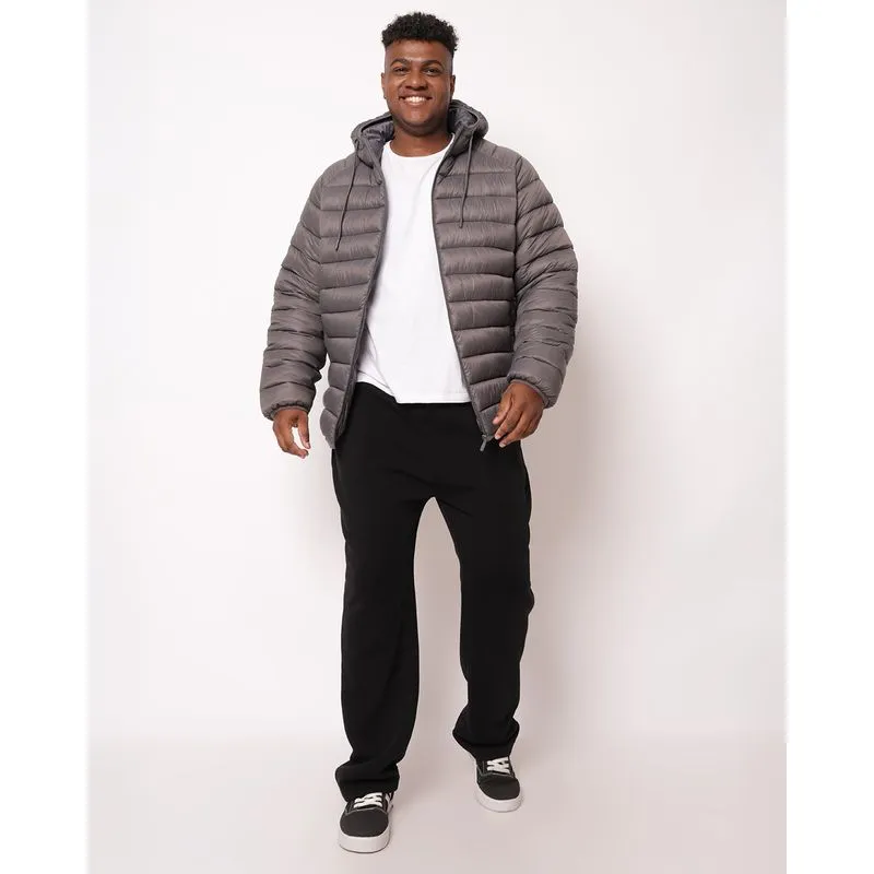 Calça Moletom Plus Size Masculina Reta Preta G3