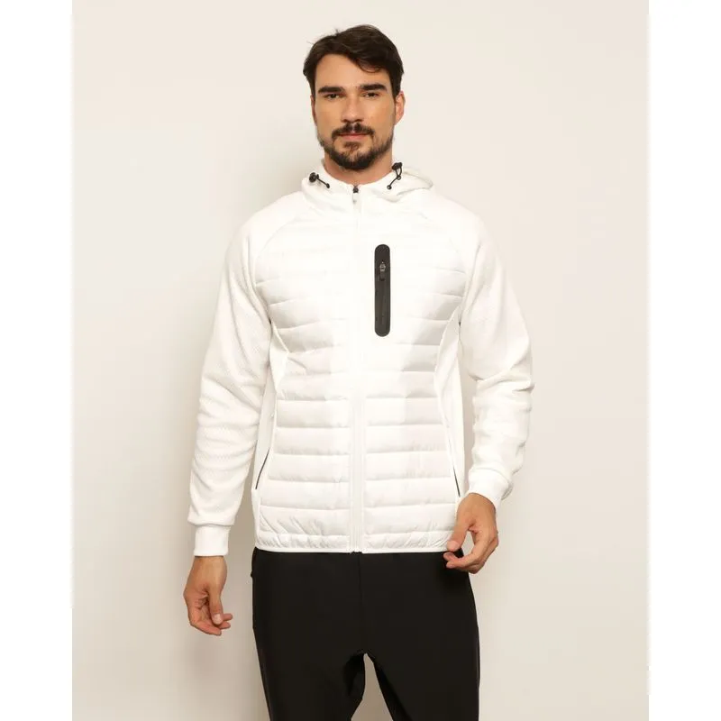 Jaqueta Masculina Esportiva Fitter Bolsos Com Recortes Texturizados Branca G