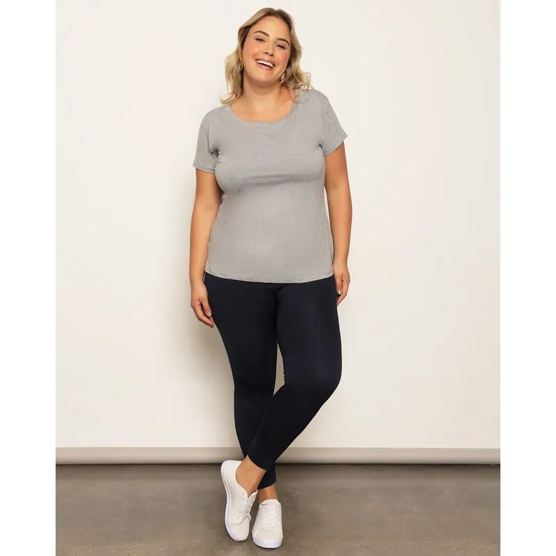 Calça Legging Plus Size Feminina Peluciada Marinho G1