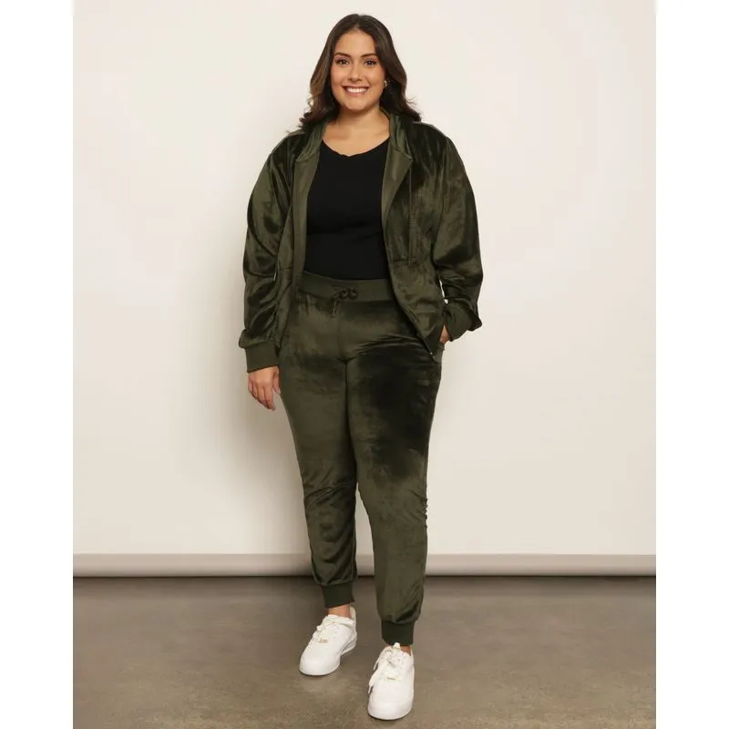 Calça Plus Size Feminina Plush Jogger Verde G3