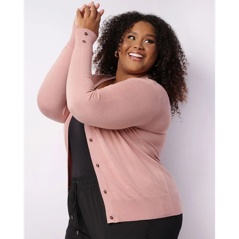 Cardigan Plus Size Feminino Rosa G1