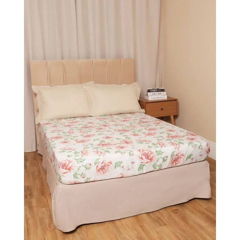 Lençol Avulso Queen Com Elástico Arte e Cazza Floral Branco na Lojas Torra UN