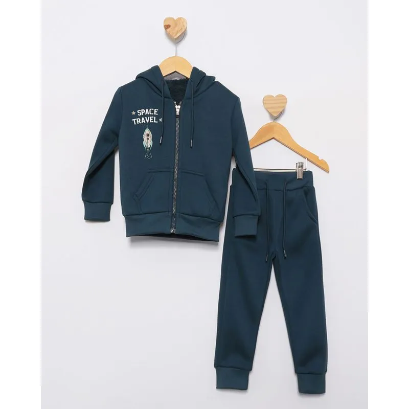 Conjunto Moletom Bebê Peluciado Com Capuz Azul 3