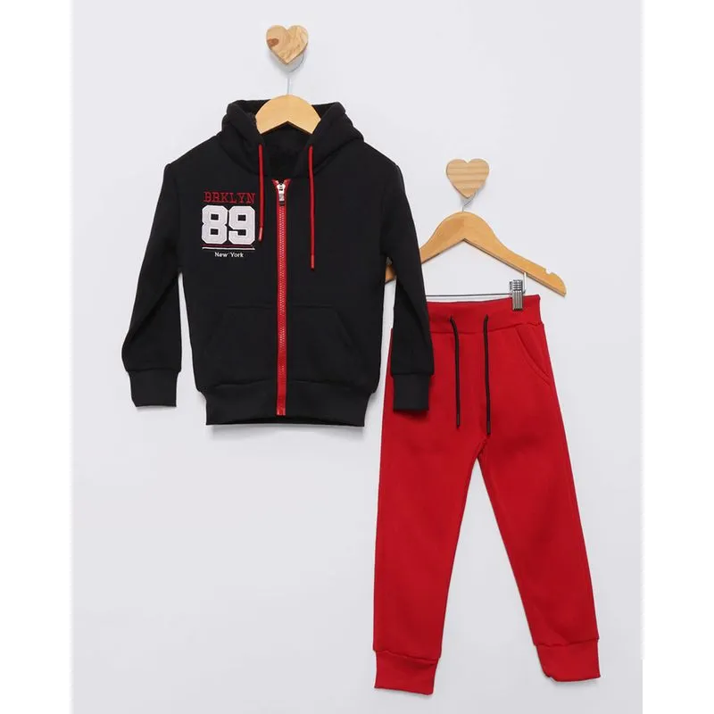 Conjunto Moletom Bebê Longo Bolsos Com Capuz Preto 2