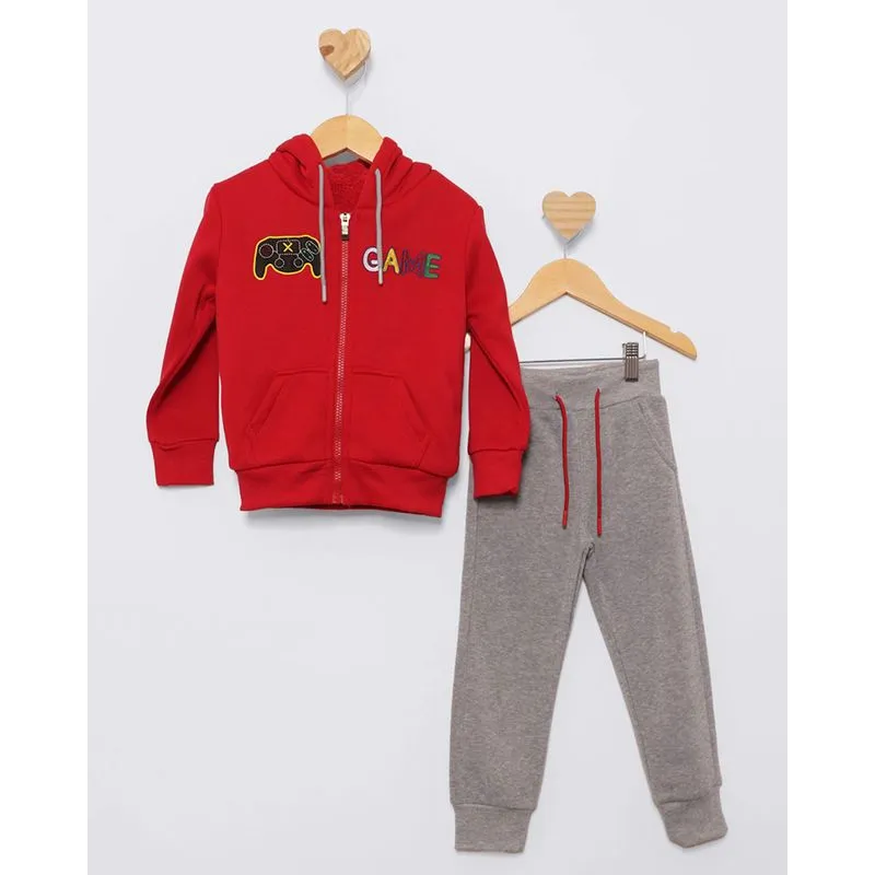 Conjunto Moletom Bebê Longo Peluciado Com Capuz Vermelho 2