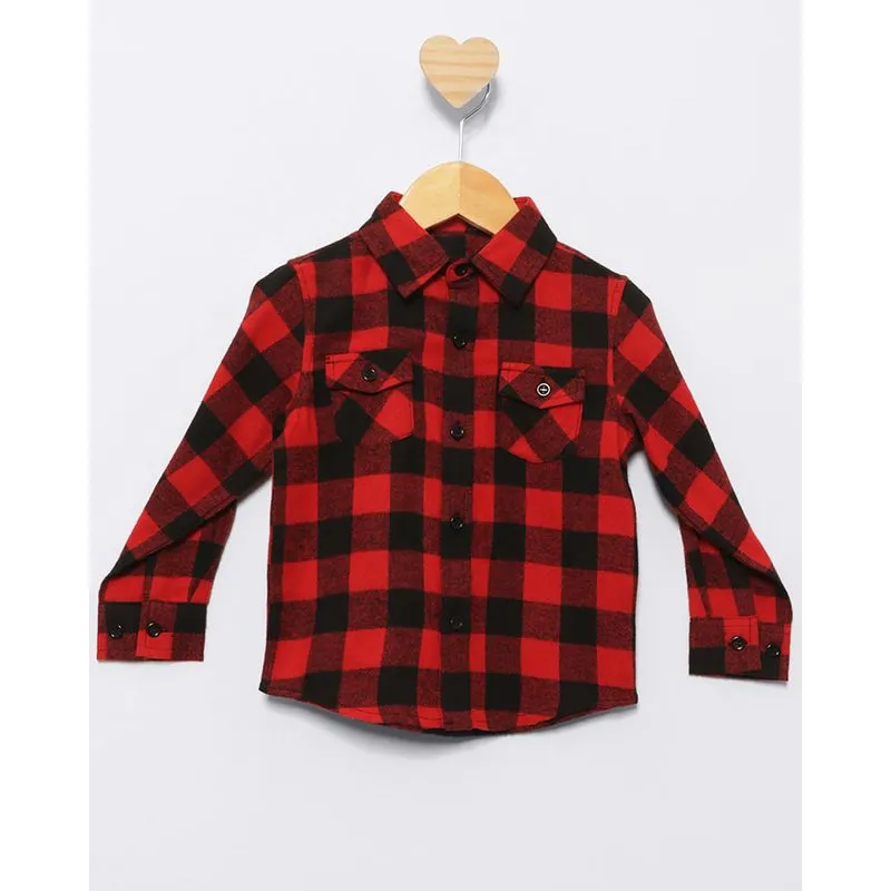 Camisa Bebê Manga Longa Flanelada Xadrez Vermelha 2