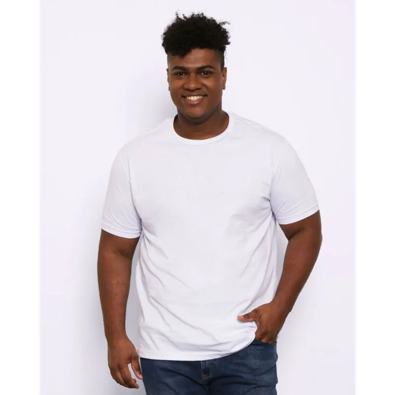 Camiseta Plus Size Masculina Manga Curta Básica Branca G3
