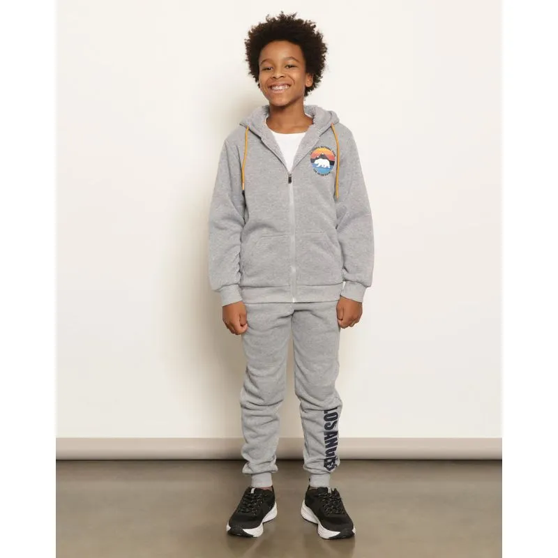 Conjunto Moletom Juvenil Longo Estampa California Cinza 14