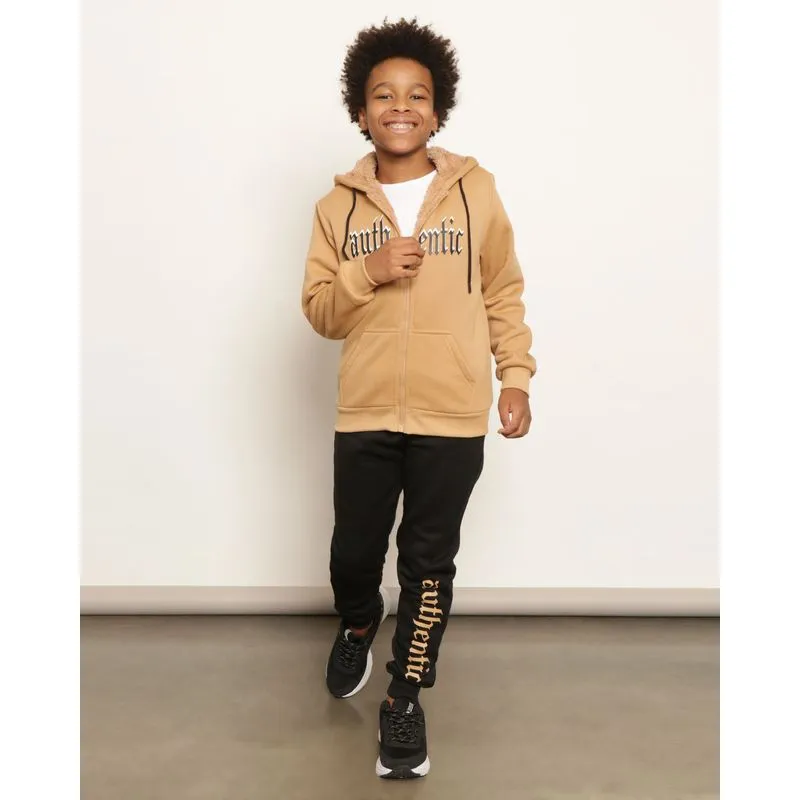 Conjunto Moletom Juvenil Longo Estampa Authentic Bege 14
