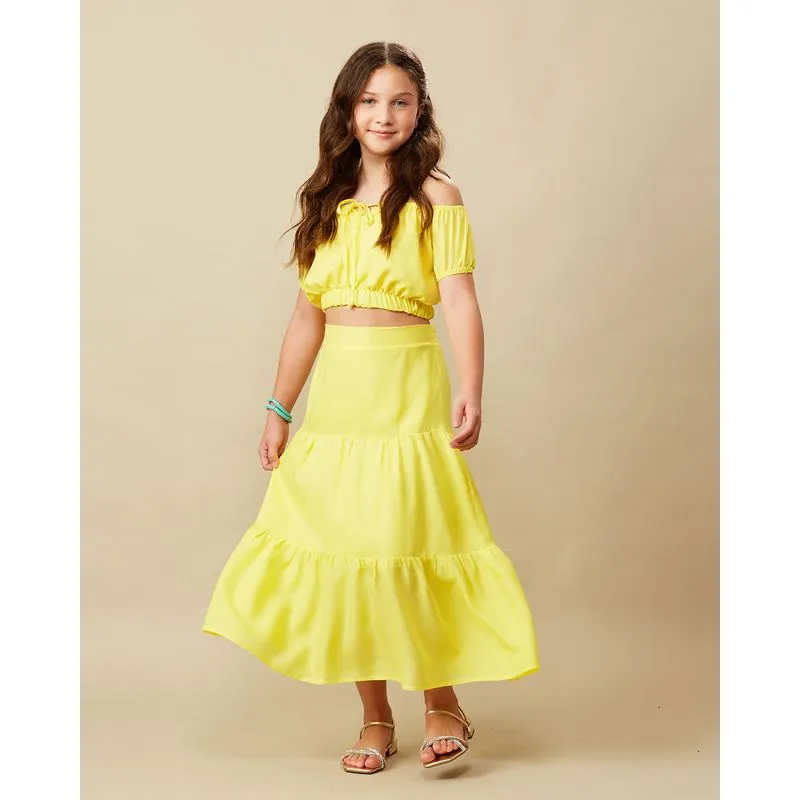 Saia Juvenil Midi Viscose Três Marias Amarela 10
