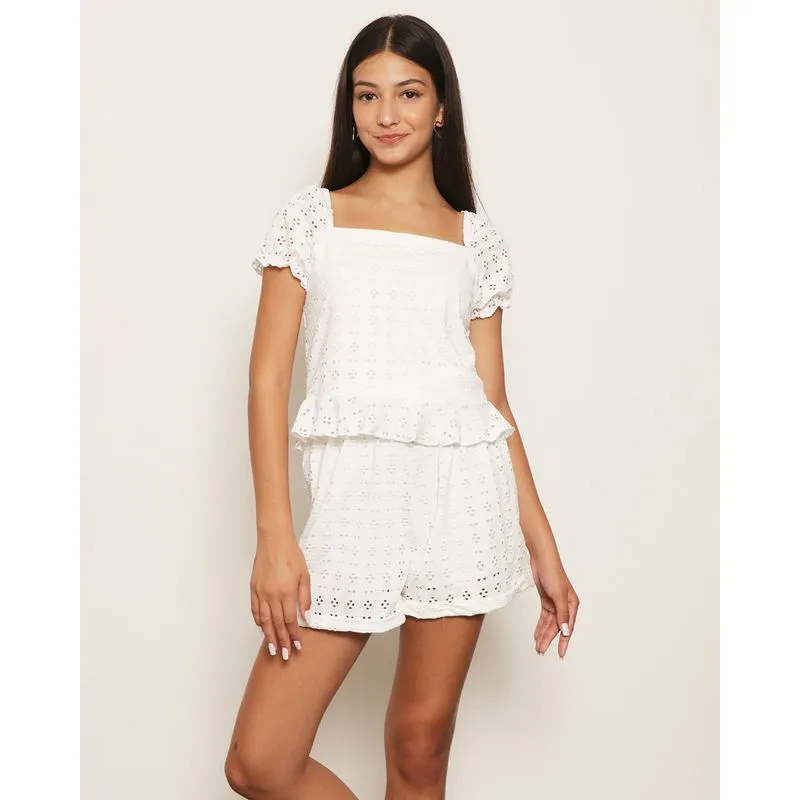 Blusa Juvenil Cropped Laise Off White 10