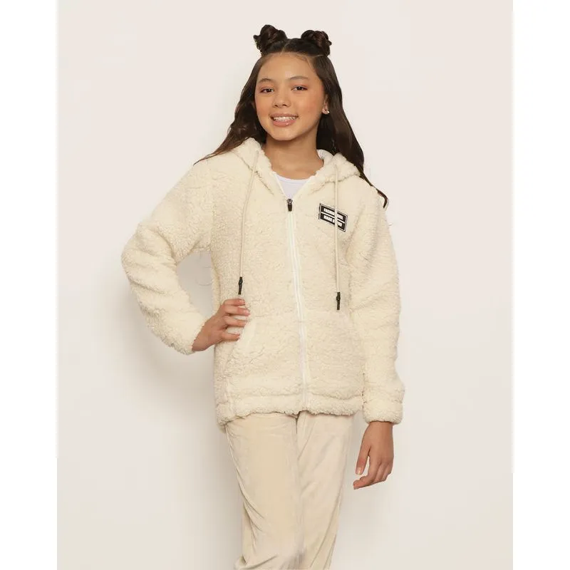 Jaqueta Juvenil Sherpa Bolsos Com Capuz Off White 16