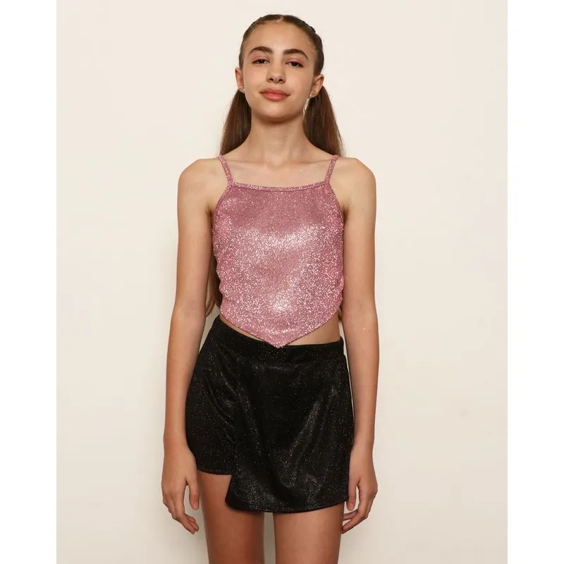 Regata Juvenil Cropped Alcinha Lurex Rosa 14