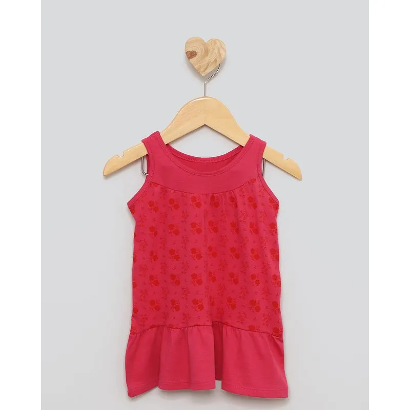 Vestido Bebe Babados Flores Rosa G