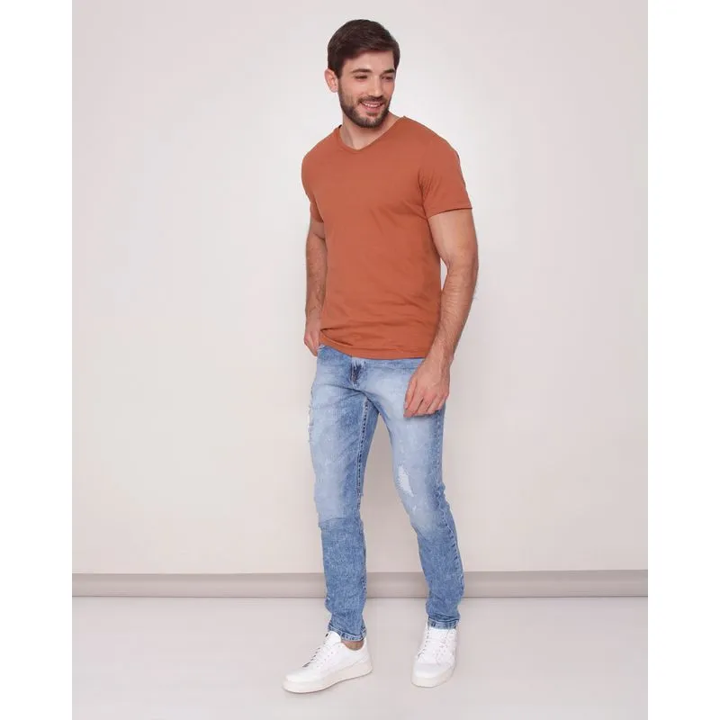 Calça Jeans Masculina Gangster Skinny Destroyed Azul 36