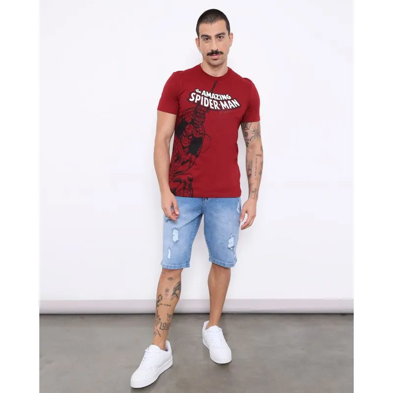 Bermuda Jeans Masculina Reta Destroyed Azul 36