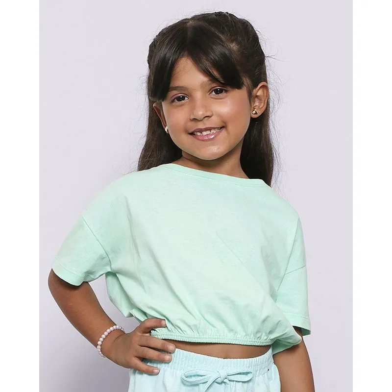 Blusa Infantil Manga Curta Cropped Lisa Verde 8