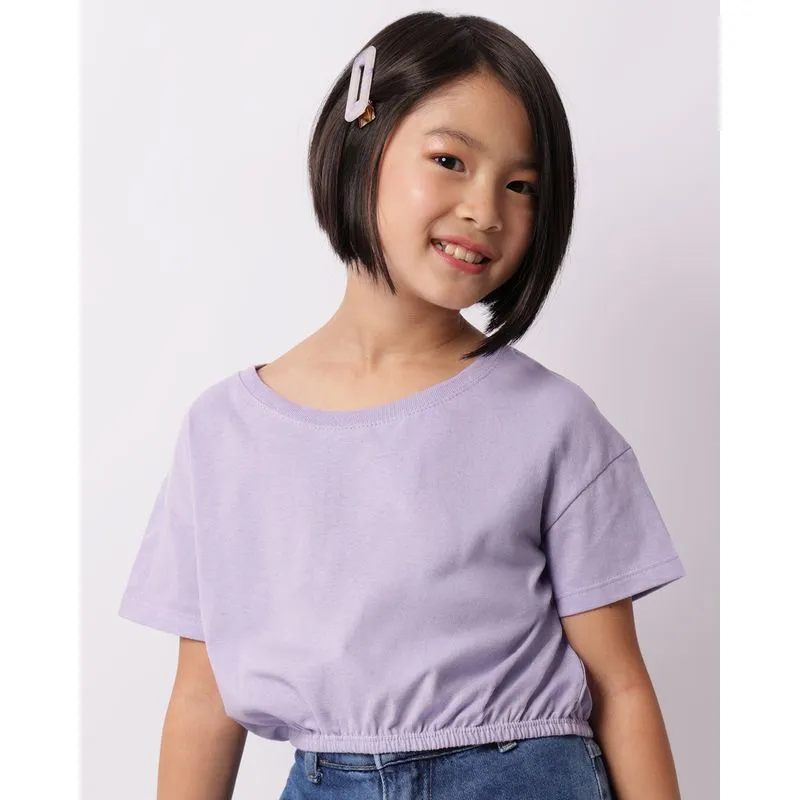 Blusa Infantil Cropped Manga Curta Lilás 8