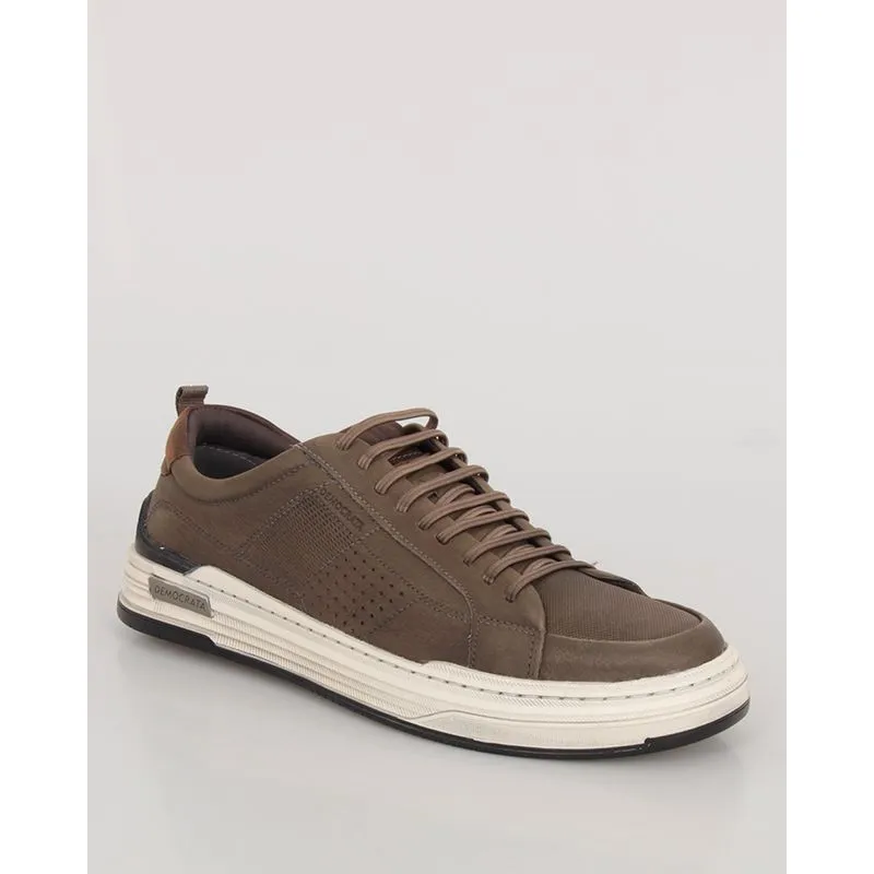 Sapatênis Masculino Democrata Denim Mike Smoke Couro Marrom 45