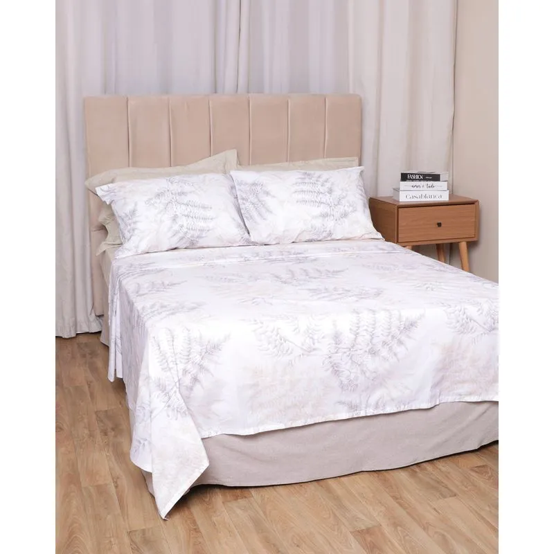 Jogo De Cama Queen 4 Peças Andreza Estampa Floral Bege UN