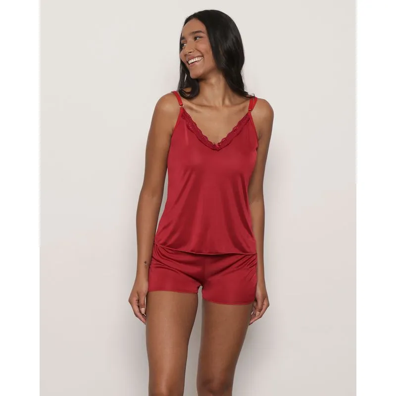 Shot Doll Feminino Alcinha com Renda Vermelho GG
