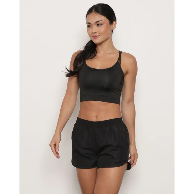 Top Feminino Alcinha Cruzada Fitness Fitter Preto M