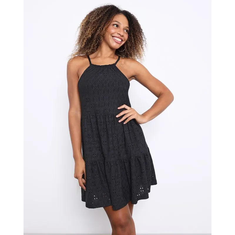 Vestido Feminino Curto Evasê Alcinha Laise Preto P