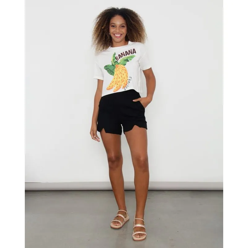 Short Feminino Curto Viscose Preto M