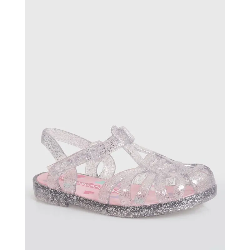 Sandália Bebê Com Tiras Glitter Prateada 19/20