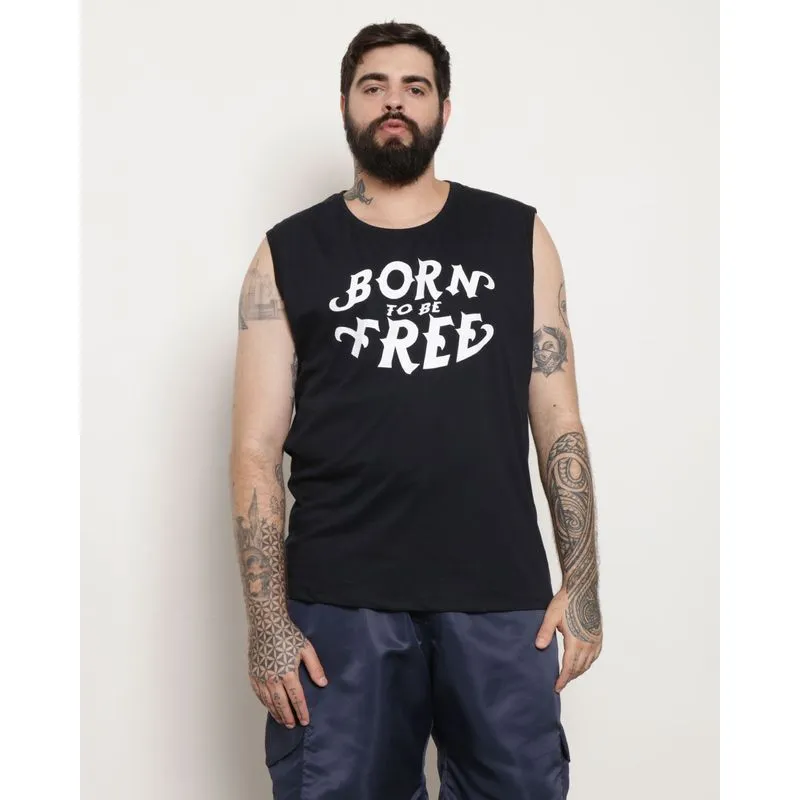 Regata Plus Size Masculina Estampa Preta G2