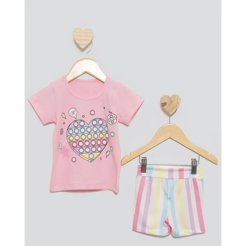 Conjunto Bebe Curto Estampa Pop it Rosa 1