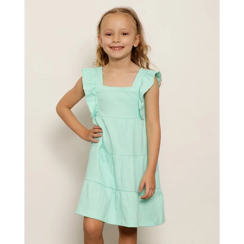 Vestido Infantil Regata Com Babados Três Marias Verde 8