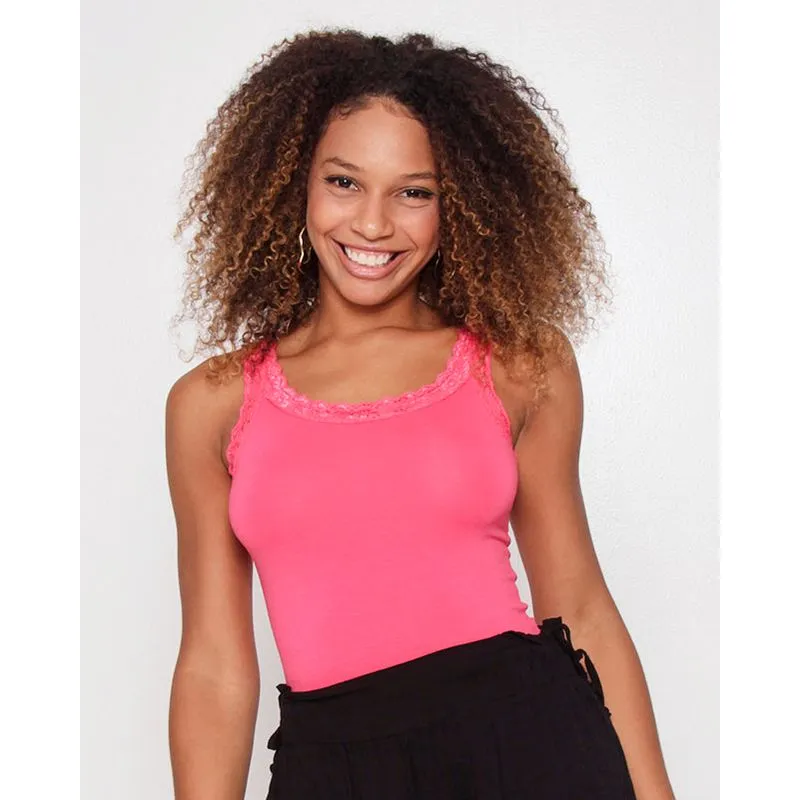 Regata Feminina Básica Renda Rosa P