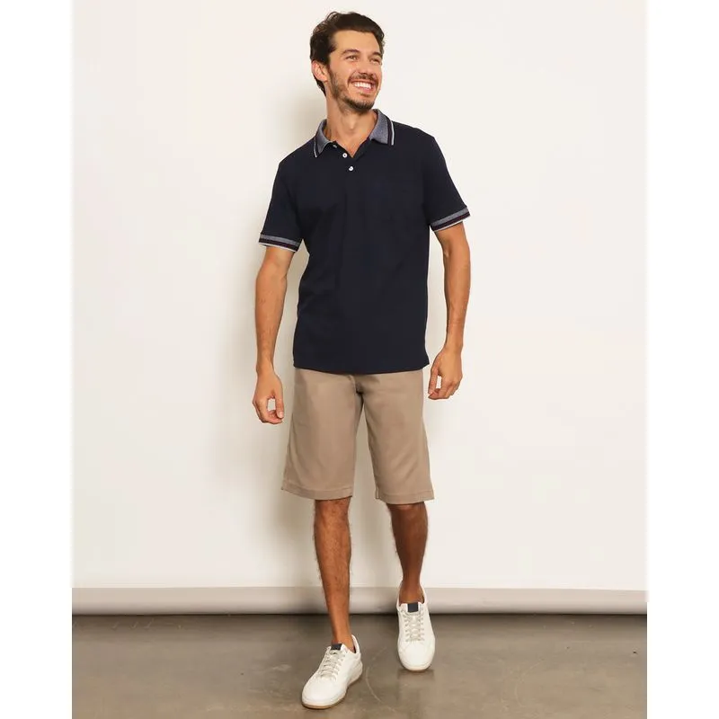 Bermuda Masculina Sarja Reta Com Bolsos Cinza 44