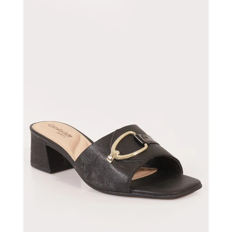 Tamanco Feminino Anatômico com Tira Verniz e Argola Comfortflex Preto 34