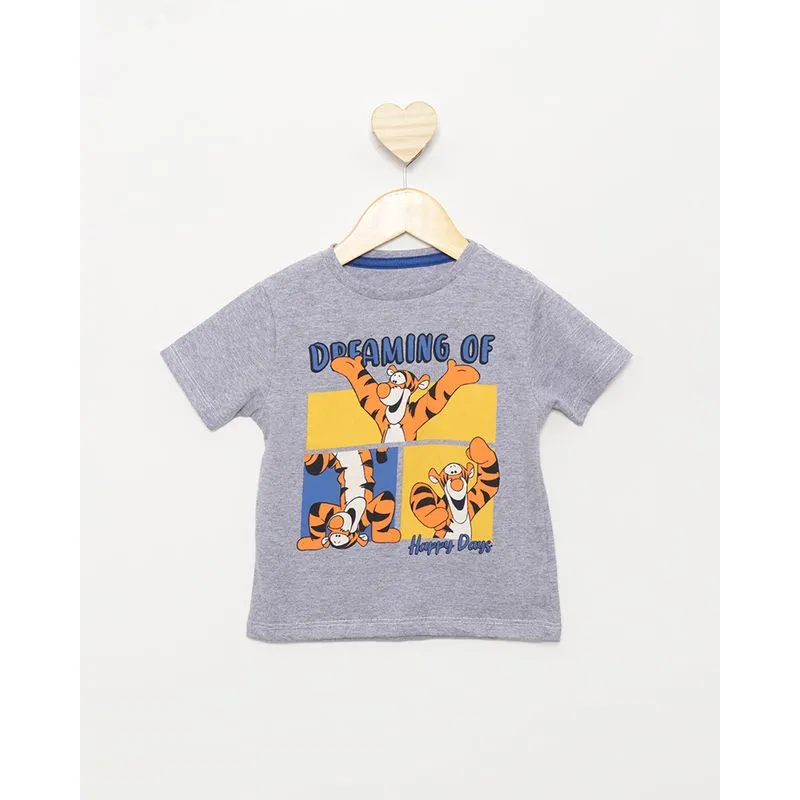 Camiseta Bebê Menino Disney Estampa Tigrão Manga Curta Cinza 3