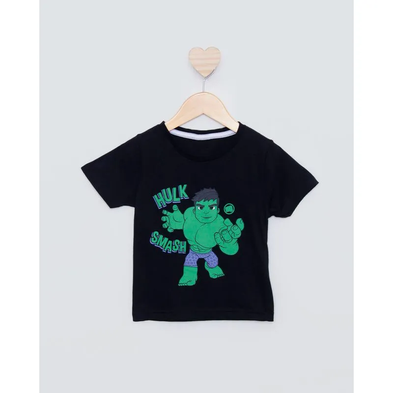 Camiseta Bebê Manga Curta Marvel Hulk Preta 1