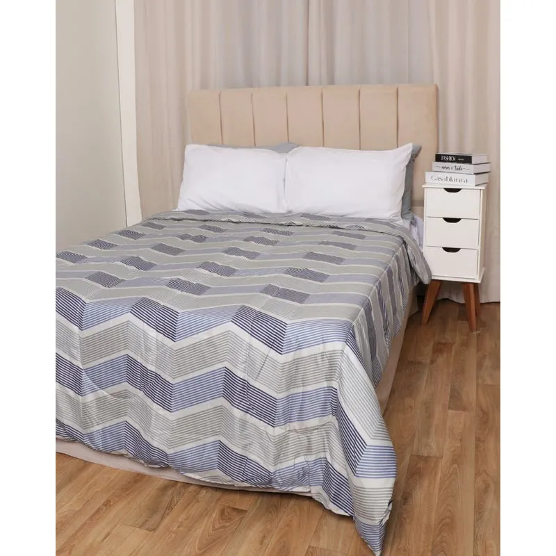 Edredom Casal Dupla Face Arte & Cazza Estampado Geométrico Cinza UN