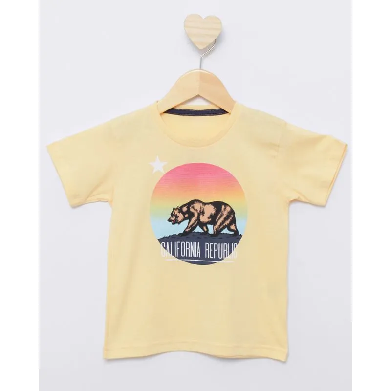 Camiseta Bebê Manga Curta Estampa Urso Frontal Amarela 3