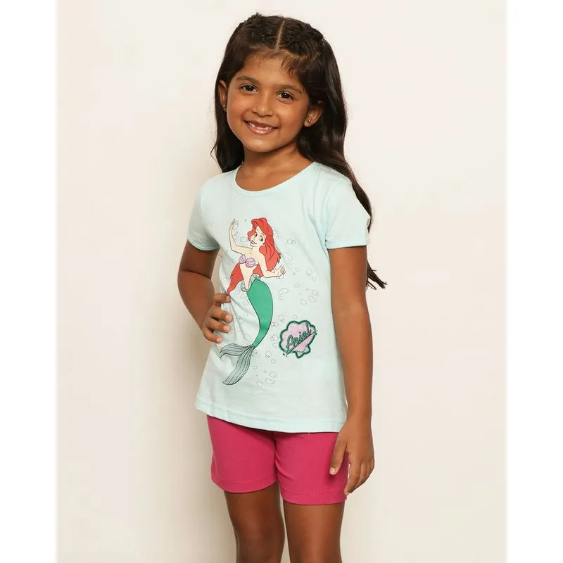 Camiseta Infantil Disney Pequena Sereia Manga Curta Verde 10