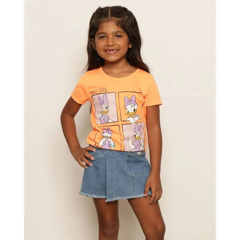 Camiseta Infantil Disney Margarida Manga Curta Laranja 10