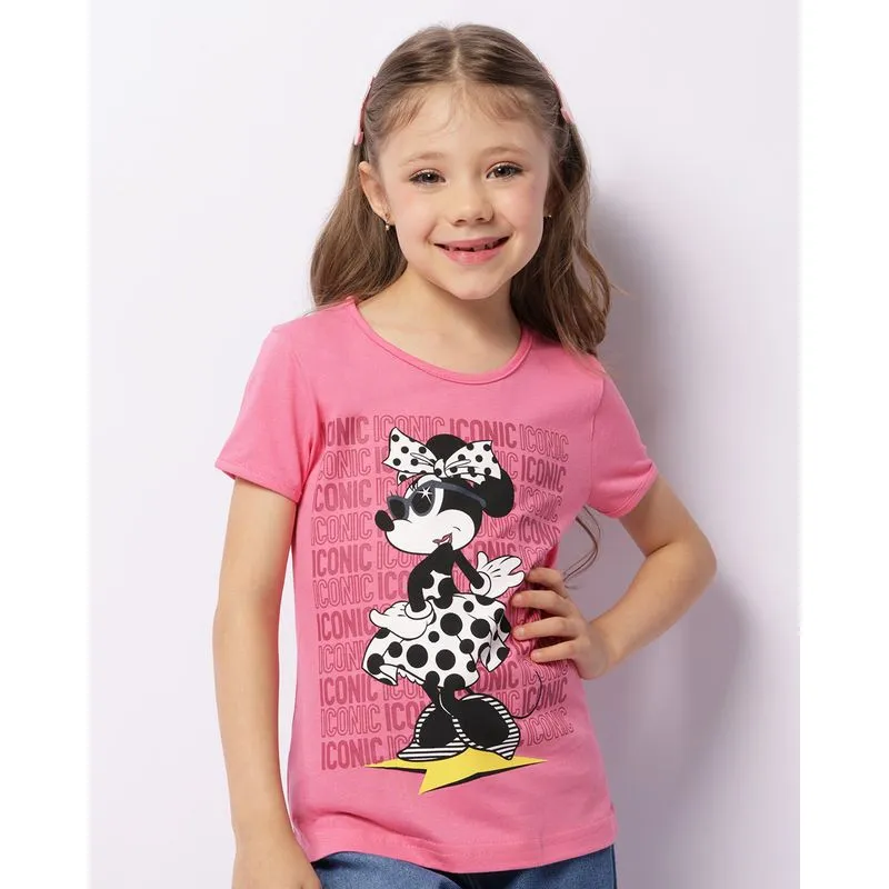 Camiseta Infantil Disney Minnie Manga Curta Rosa 10