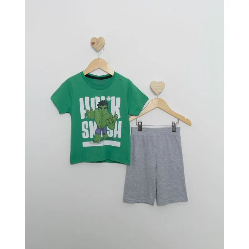 Conjunto Bebê Manga Curta Marvel Hulk Verde 2