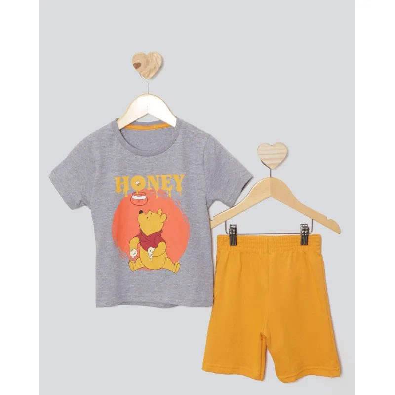 Conjunto Bebê Disney Ursinho Pooh Estampa Frontal Cinza 2