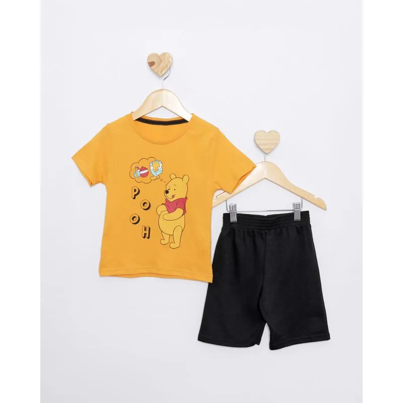 Conjunto Bebê Curto Disney Com Estampa Ursinho Pooh Mostarda 3
