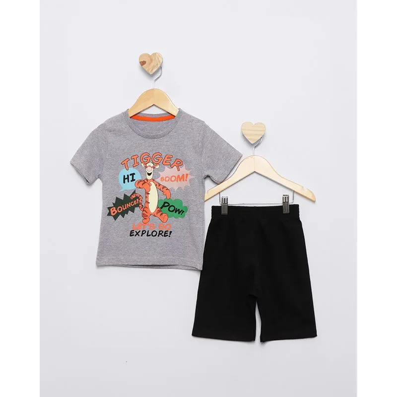 Conjunto Bebê Disney Estampa Tigrão Manga Curta Cinza 1